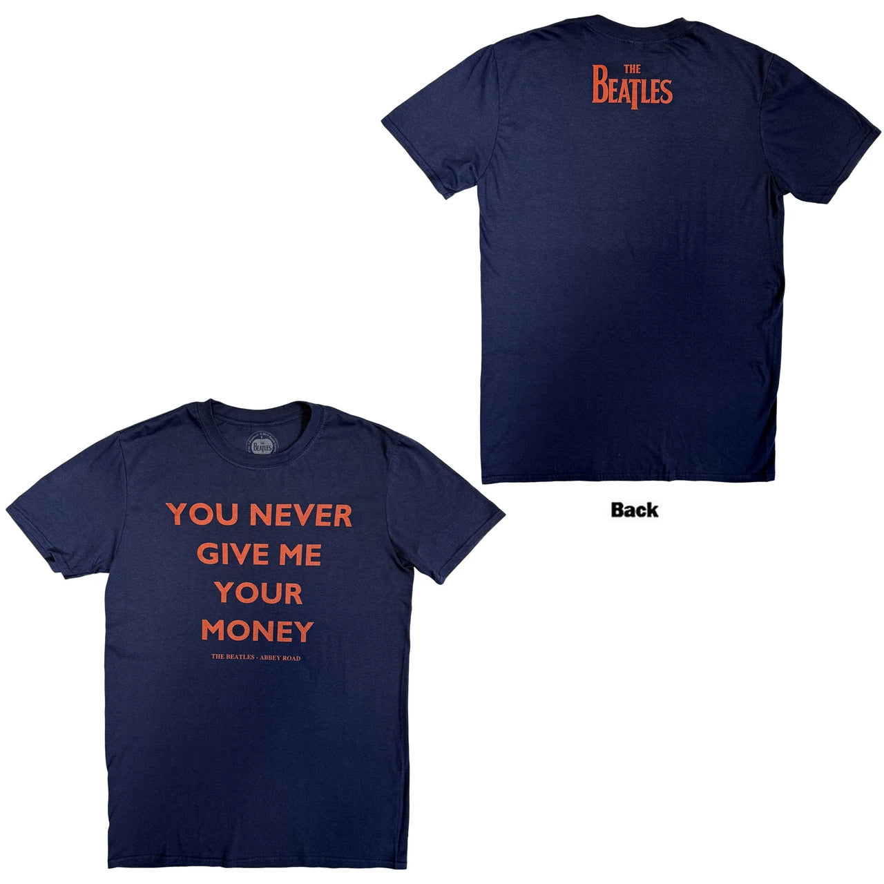 The Beatles: You Never Give Me Your Money Unisex T-Shirt (Navy Blue) (Back Print)