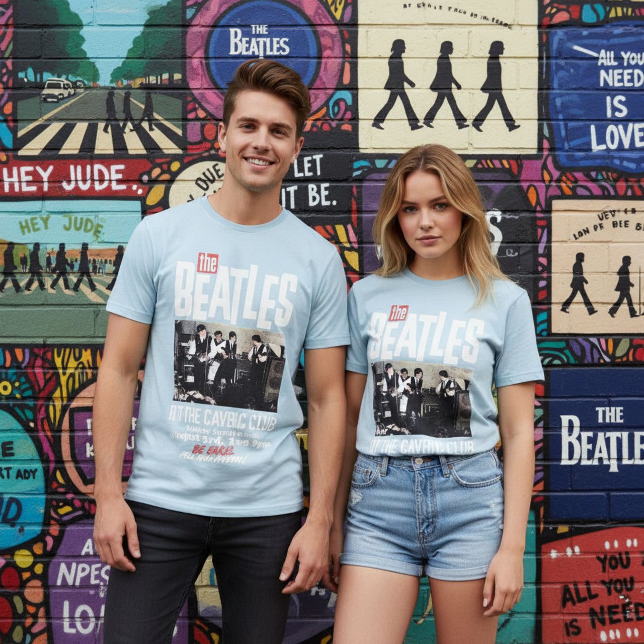 The Beatles: Cavern (Light Blue) Unisex Unplugged T-Shirt