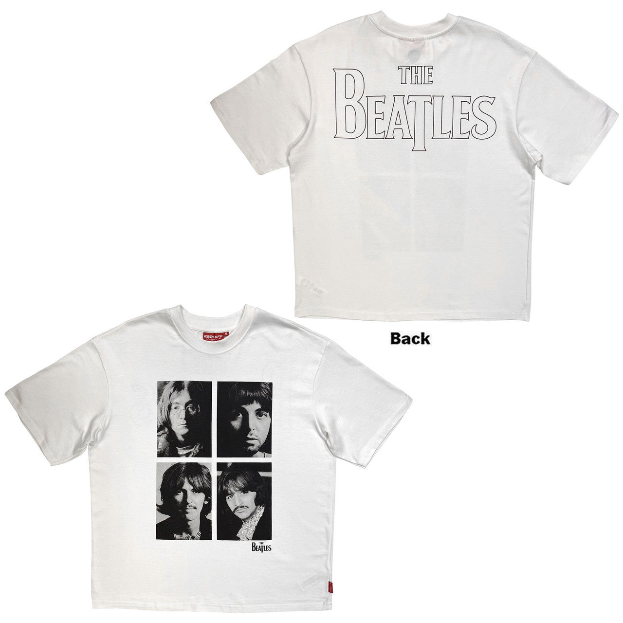 The Beatles: Four Portrait Wash (White) Unisex Unplugged T-Shirt