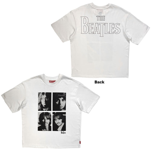 The Beatles: Four Portrait Wash (White) Unisex Unplugged T-Shirt
