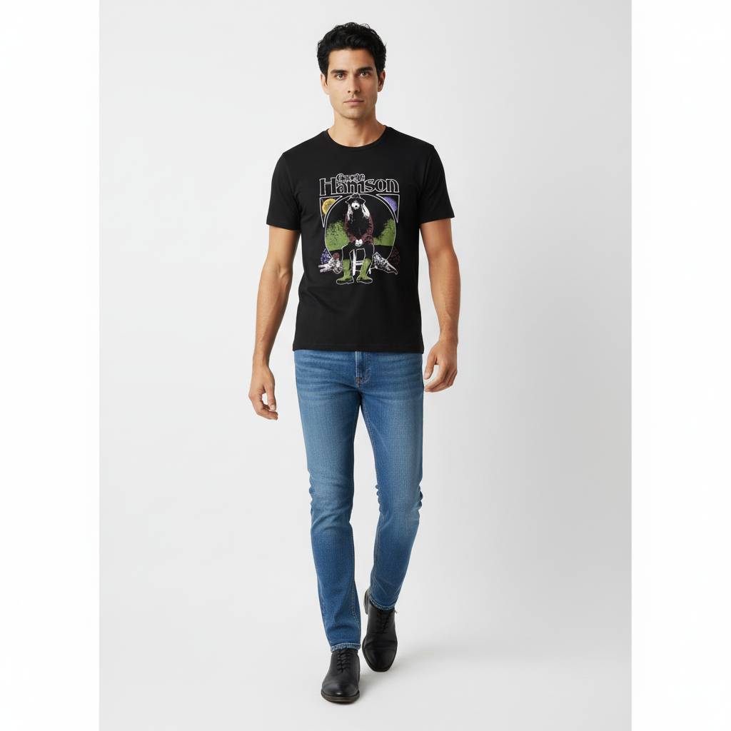George Harrison Unisex T-Shirt: Sun & Moon (Black)