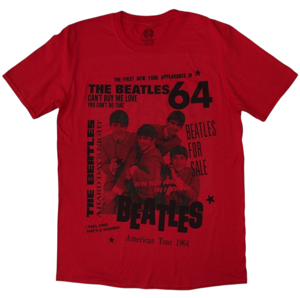 The Beatles 1964 T-Shirt – Official Licensed Short Sleeve T-Shirt Available in White, Blue and Red
