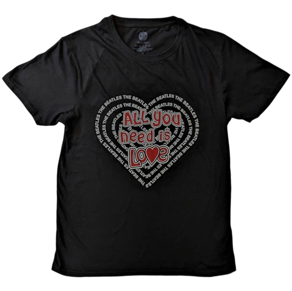 The Beatles “All You Need Is Love Heart” Unisex T-Shirt – Official Licensed (Black or Grey)