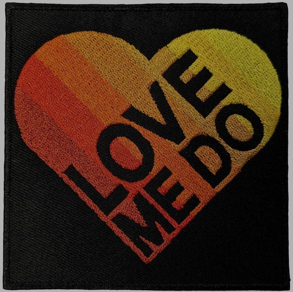 Official Beatles "Love Me Do Gradient Heart" Standard Patch - Licensed Woven Iron-On for Heartfelt Early Fab Four Fans