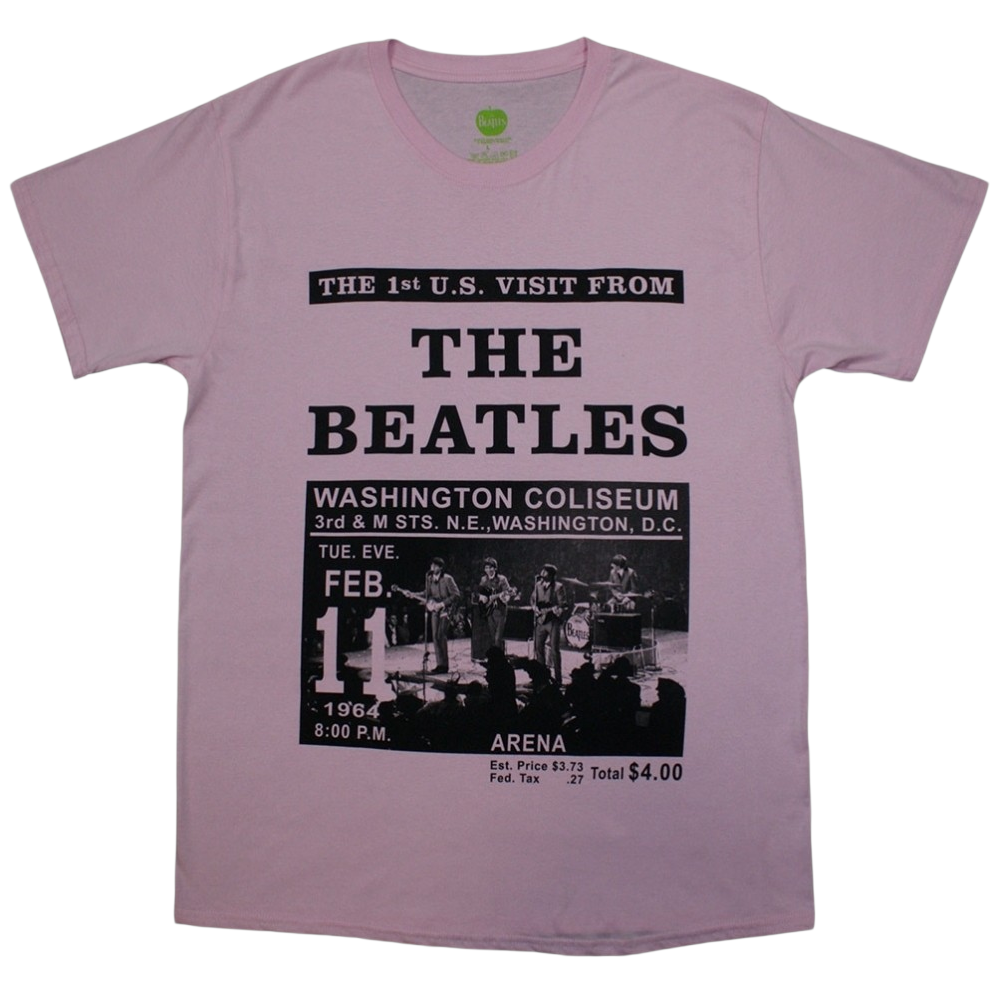 The Beatles Washington '64 Promo T-Shirt – Official Licensed Grey Short Sleeve Tee (Also Available in Pink)