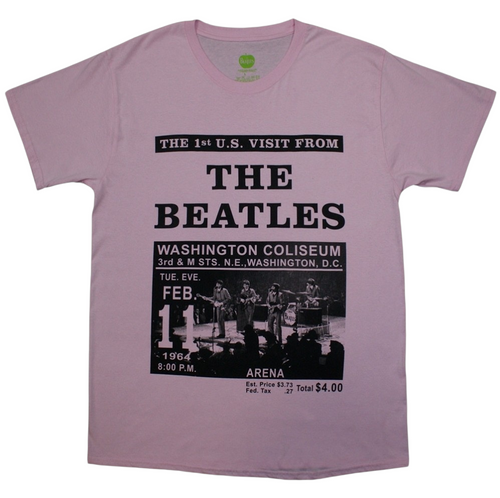 The Beatles Washington '64 Promo T-Shirt – Official Licensed Grey Short Sleeve Tee (Also Available in Pink)