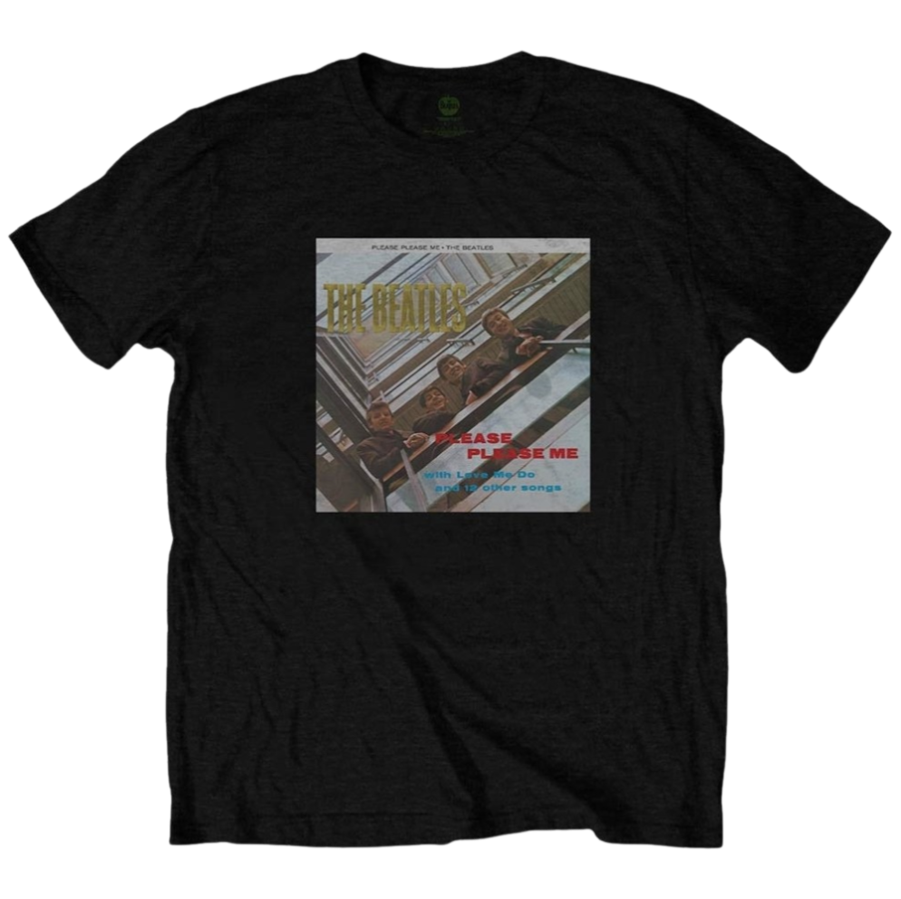 Official Beatles "Please Please Me Gold Foiled" T-Shirt - Black (or White) Soft-Style Cotton Unisex Tee for Early Fab Four Die-Hards