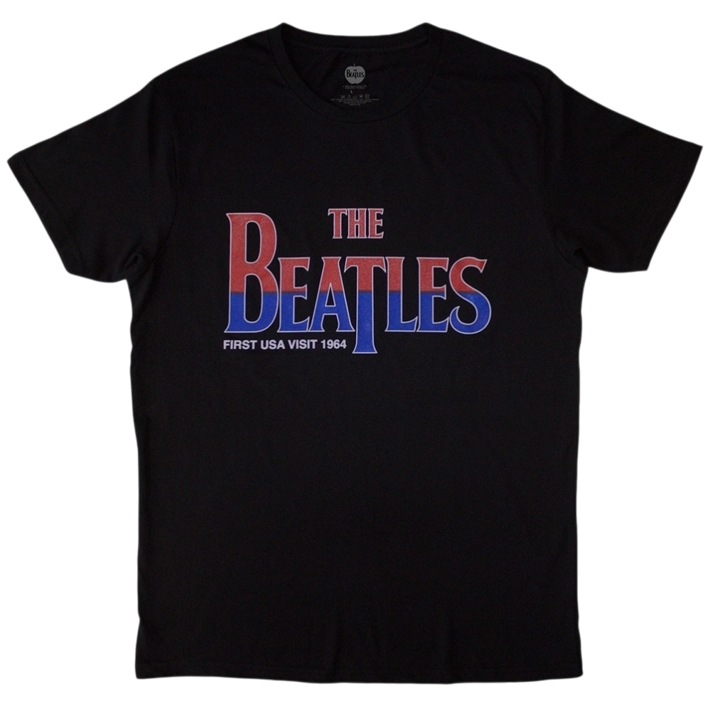 The Beatles First USA Visit T-Shirt – Official Licensed Black Short Sleeve T-Shirt