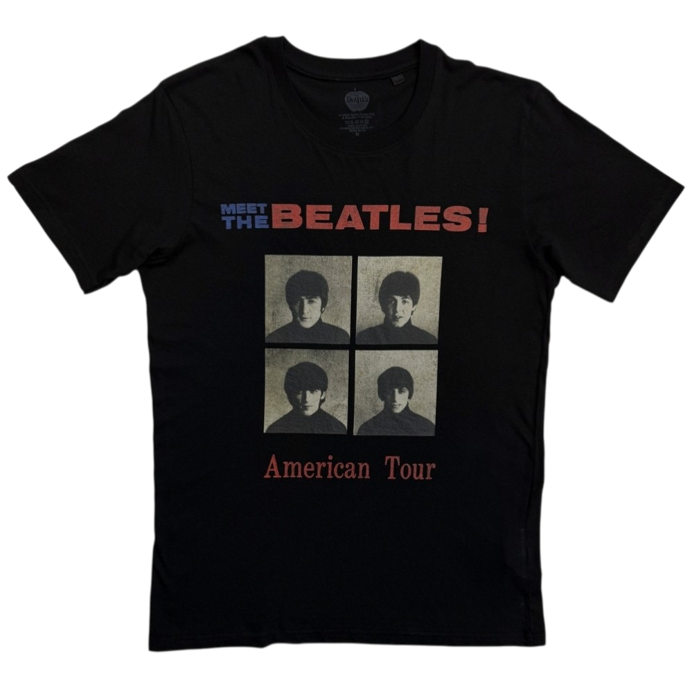 The Beatles American Tour 1964 T-Shirt – Official Licensed Black Short Sleeve T-Shirt