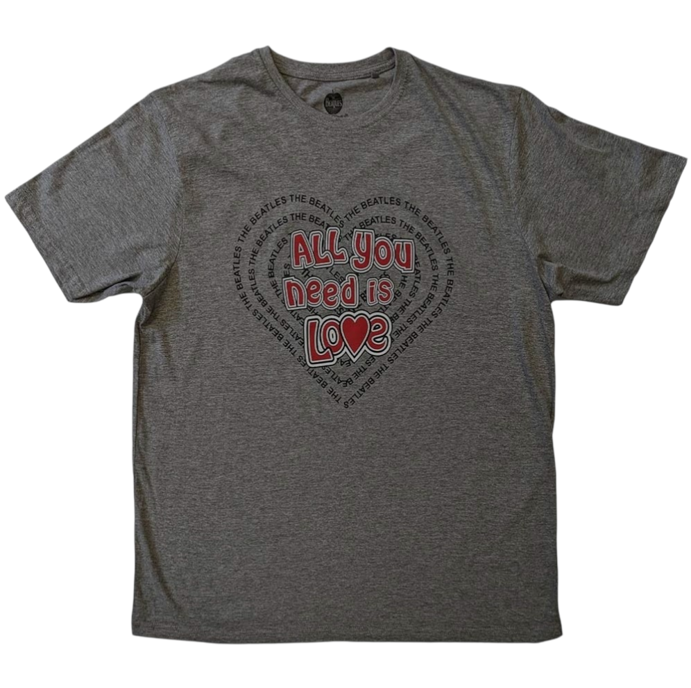 The Beatles “All You Need Is Love Heart” Unisex T-Shirt – Official Licensed (Black or Grey)