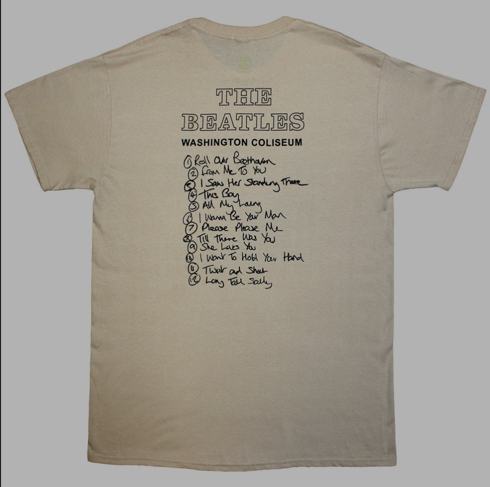 The Beatles Washington '64 Promo & Setlist T-Shirt – Official Licensed Sand Short Sleeve T-Shirt