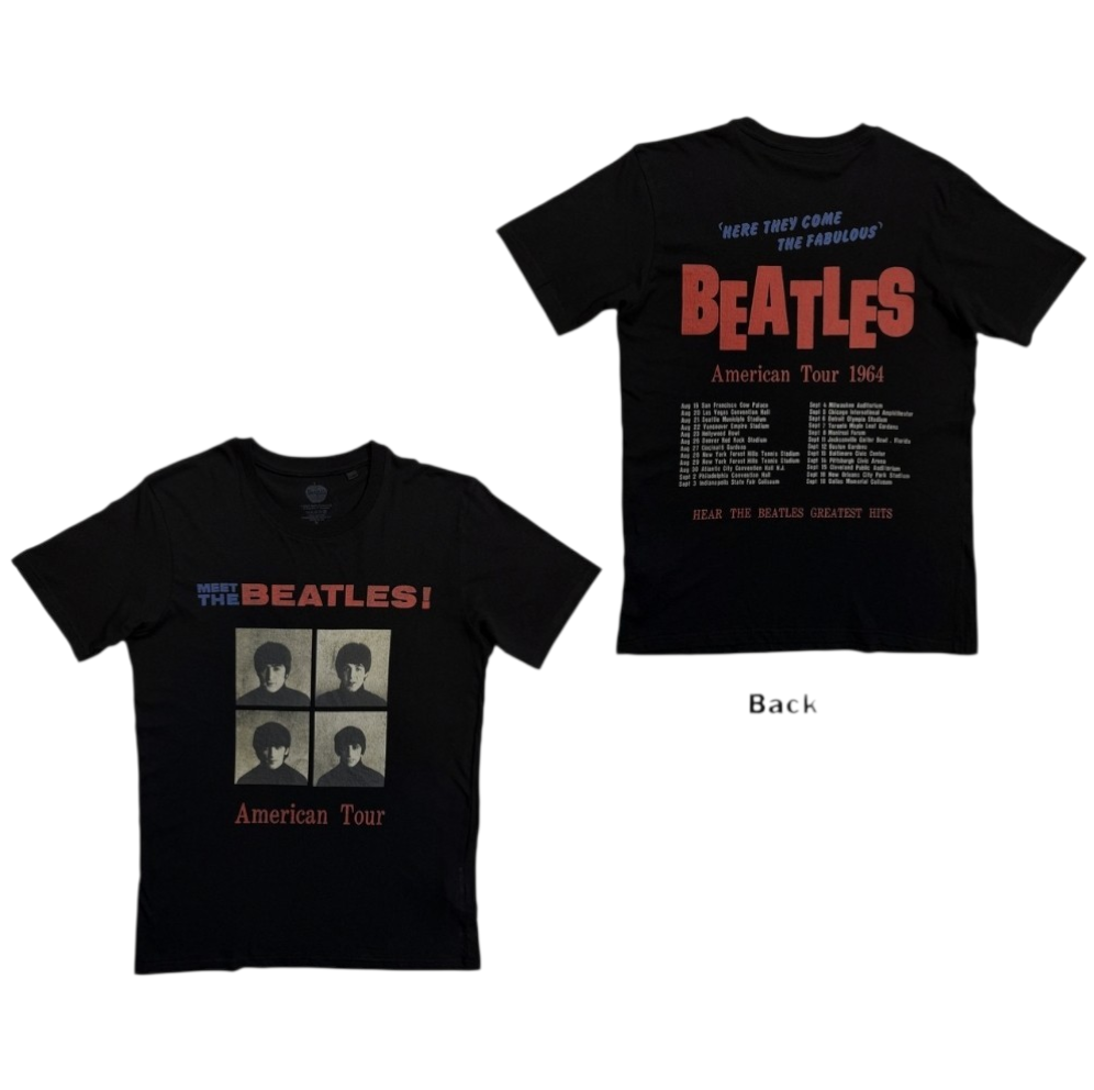 The Beatles American Tour 1964 T-Shirt – Official Licensed Black Short Sleeve T-Shirt