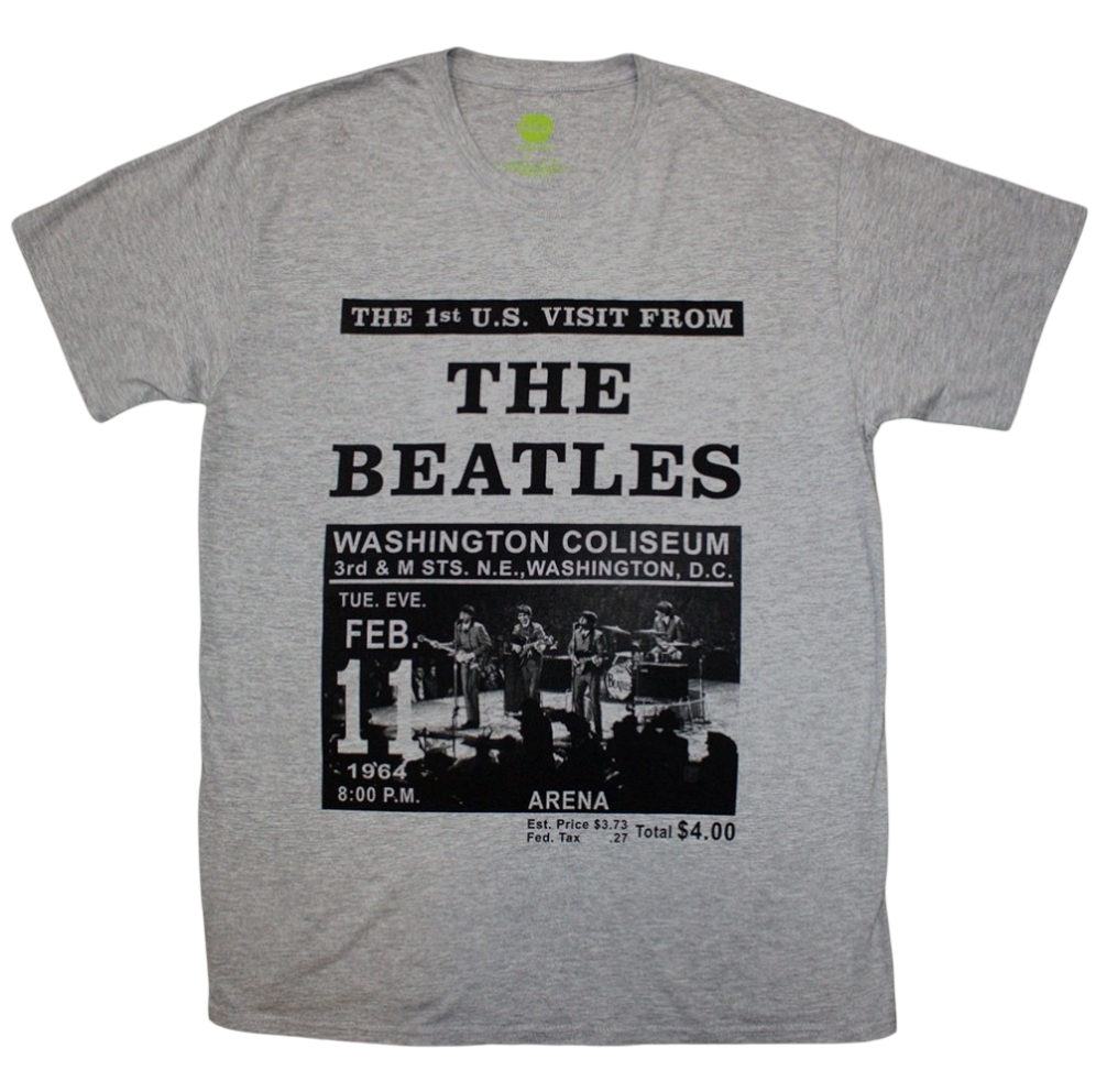 The Beatles Washington '64 Promo T-Shirt – Official Licensed Grey Short Sleeve Tee (Also Available in Pink)
