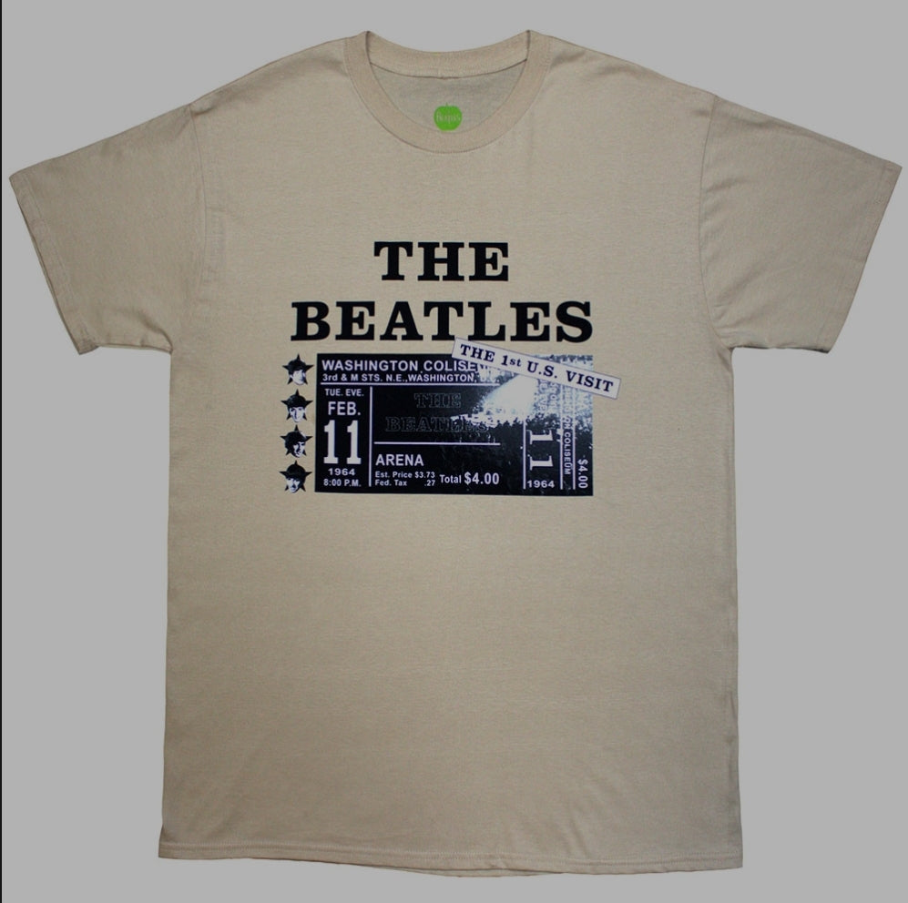 The Beatles Washington '64 Promo & Setlist T-Shirt – Official Licensed Sand Short Sleeve T-Shirt