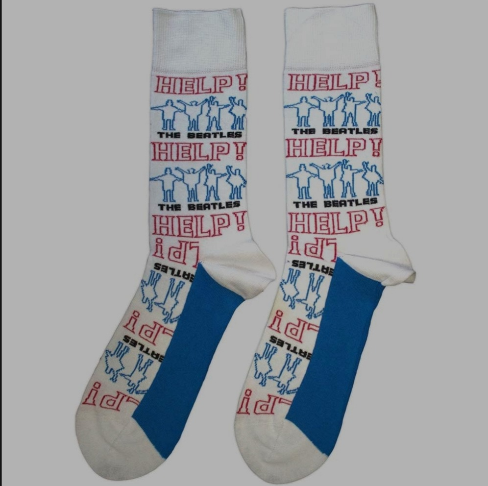 Official Beatles "HELP! Outlines Repeat" Ankle Socks - Licensed Cotton Blend Socks for Mid-60s Fab Four Fans