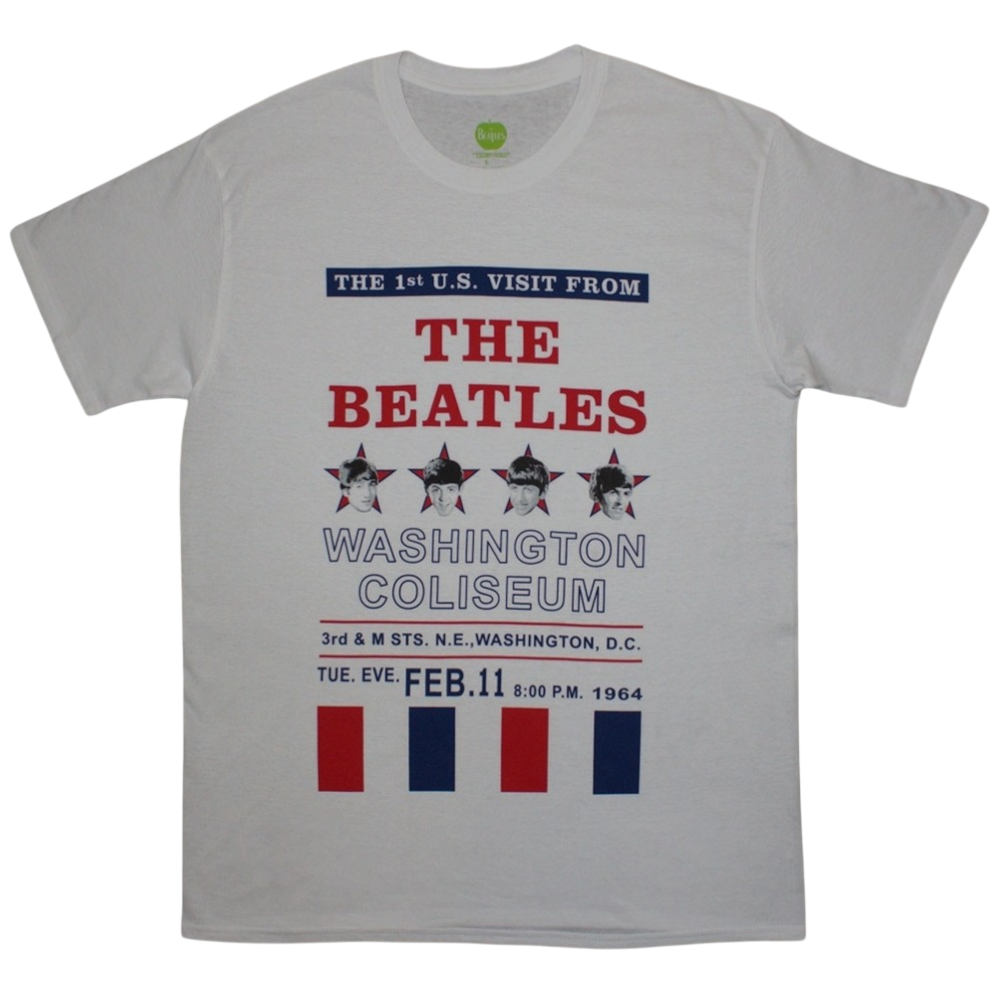 The Beatles Washington '64 Stars & Stripes T-Shirt – Official Licensed White Short Sleeve T-Shirt