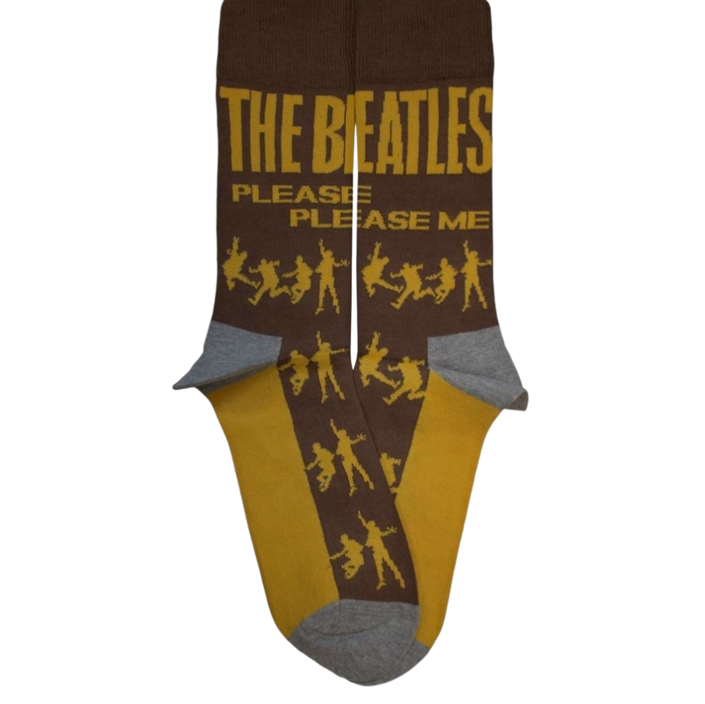 The Beatles Unisex Ankle Socks: Please Please Me Silhouettes (Grey or Brown) (UK Size 4 - 7 and 7 - 11)