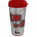 Official Beatles "Love Me Do" Travel Mug - Licensed Plastic Travel Mug for Early-Era Fab Four Fanatics