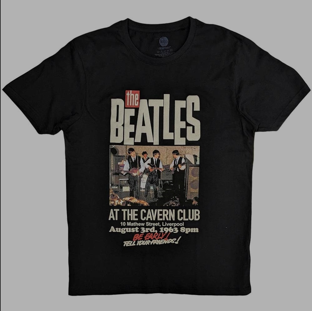 Official Beatles "The Cavern" T-Shirt - Black Soft-Style Cotton Unisex Tee for Cavern Club Die-Hards