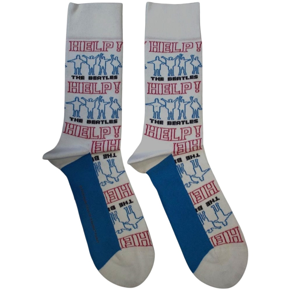 Official Beatles "HELP! Outlines Repeat" Ankle Socks - Licensed Cotton Blend Socks for Mid-60s Fab Four Fans