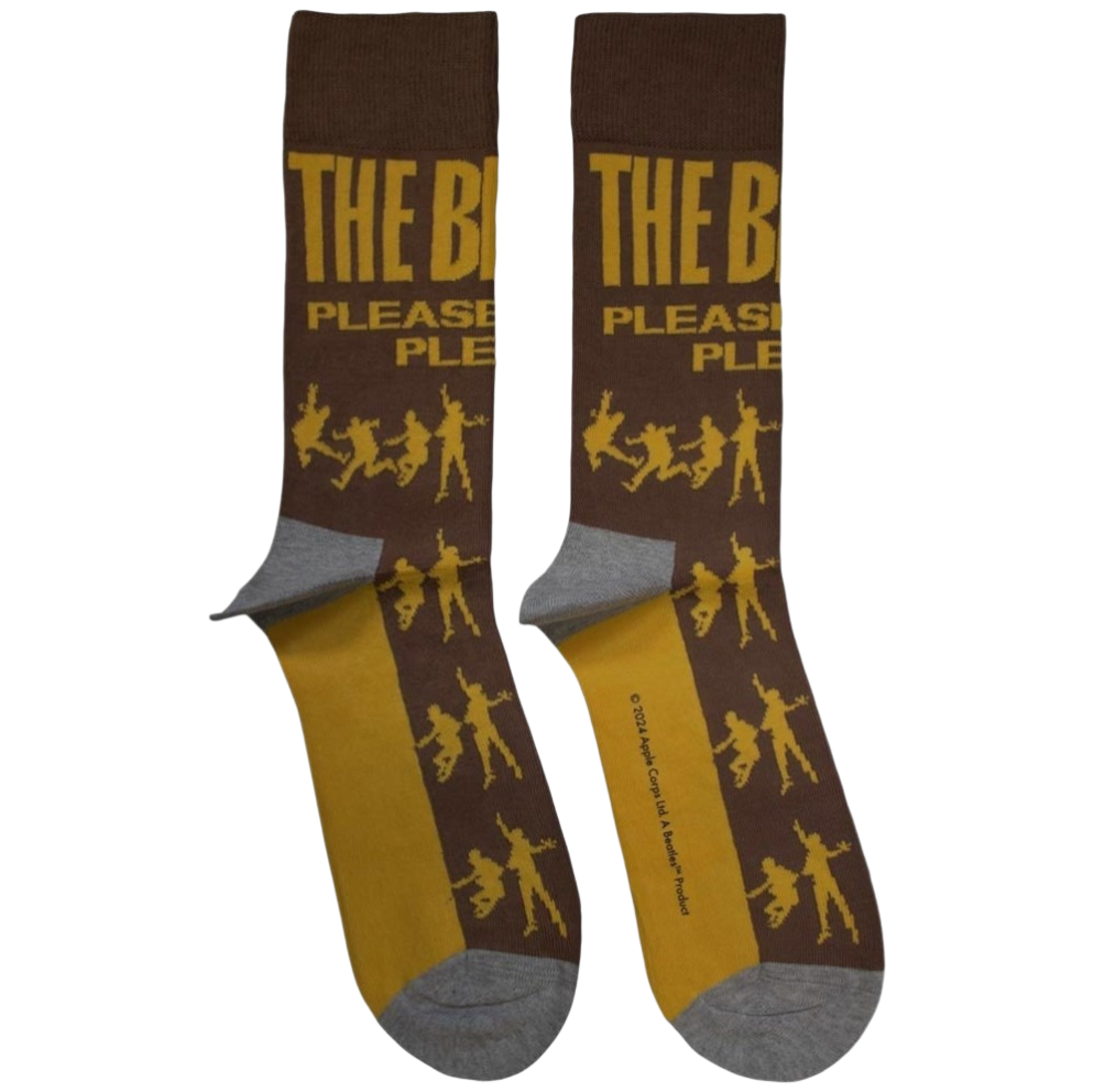 The Beatles Unisex Ankle Socks: Please Please Me Silhouettes (Grey or Brown) (UK Size 4 - 7 and 7 - 11)
