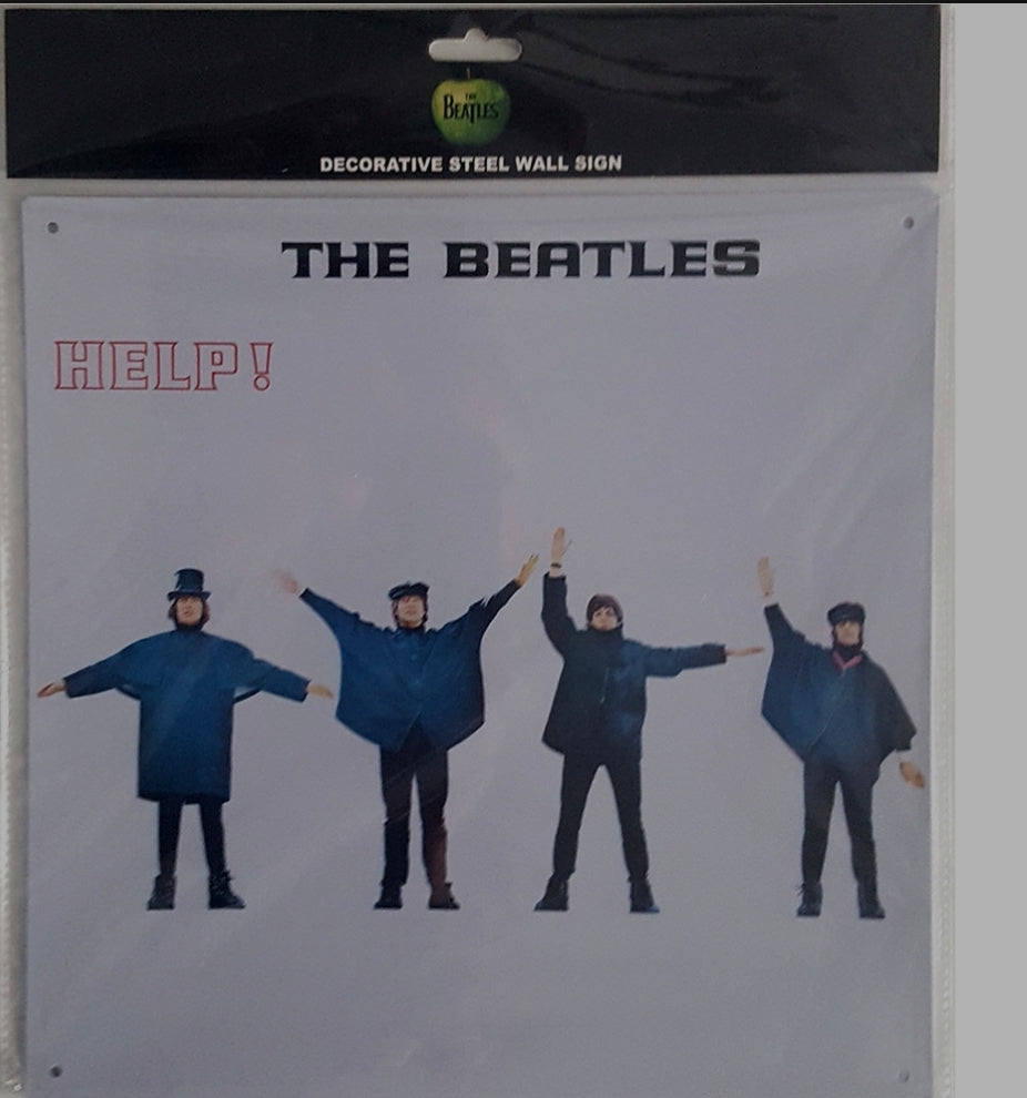 Official Beatles "HELP!" Album Cover Steel Wall Sign - Licensed Screen-Printed Metal Decor