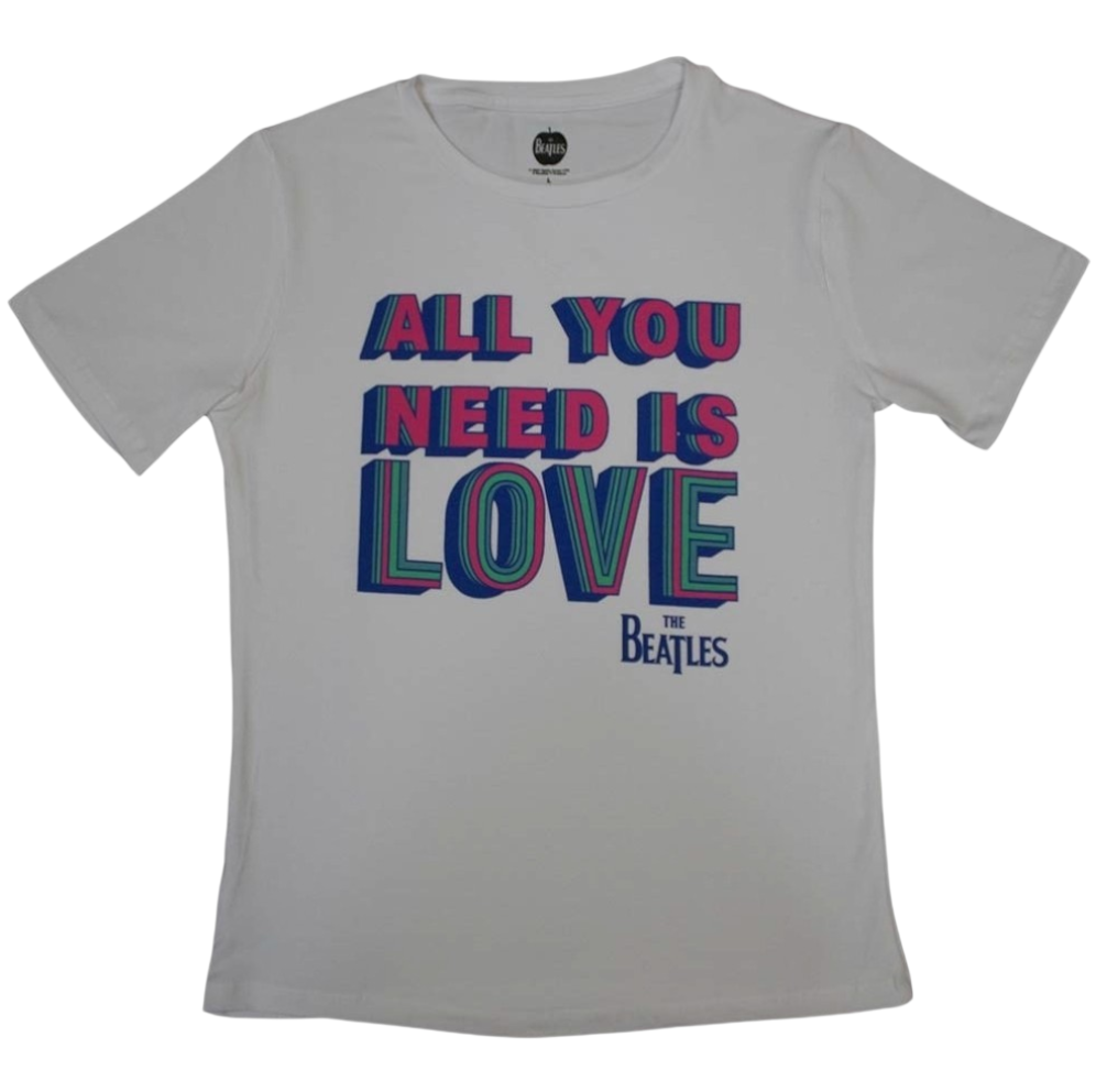 The Beatles “All You Need Is Love” Ladies T-Shirt – Official Licensed (Black or White)