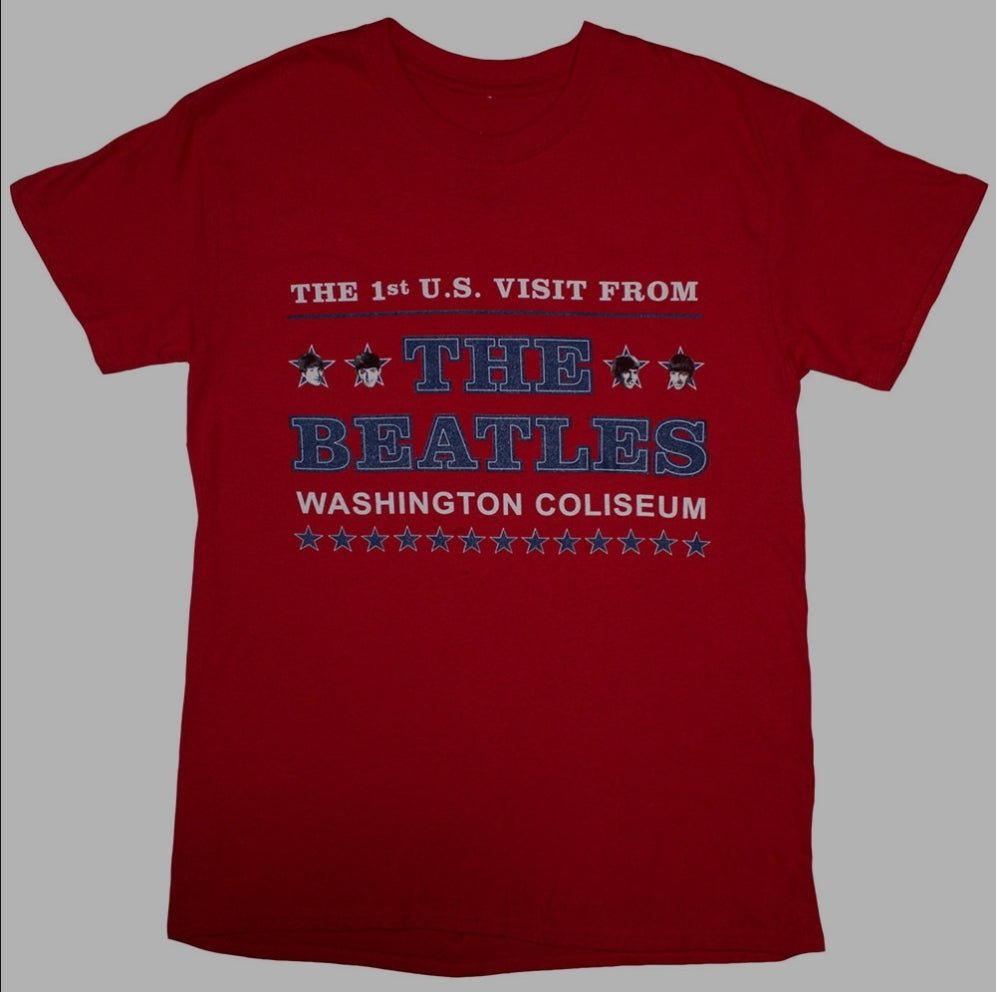 The Beatles Washington '64 Stars Setlist T-Shirt – Official Licensed Red Short Sleeve T-Shirt