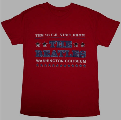 The Beatles Washington '64 Stars Setlist T-Shirt – Official Licensed Red Short Sleeve T-Shirt