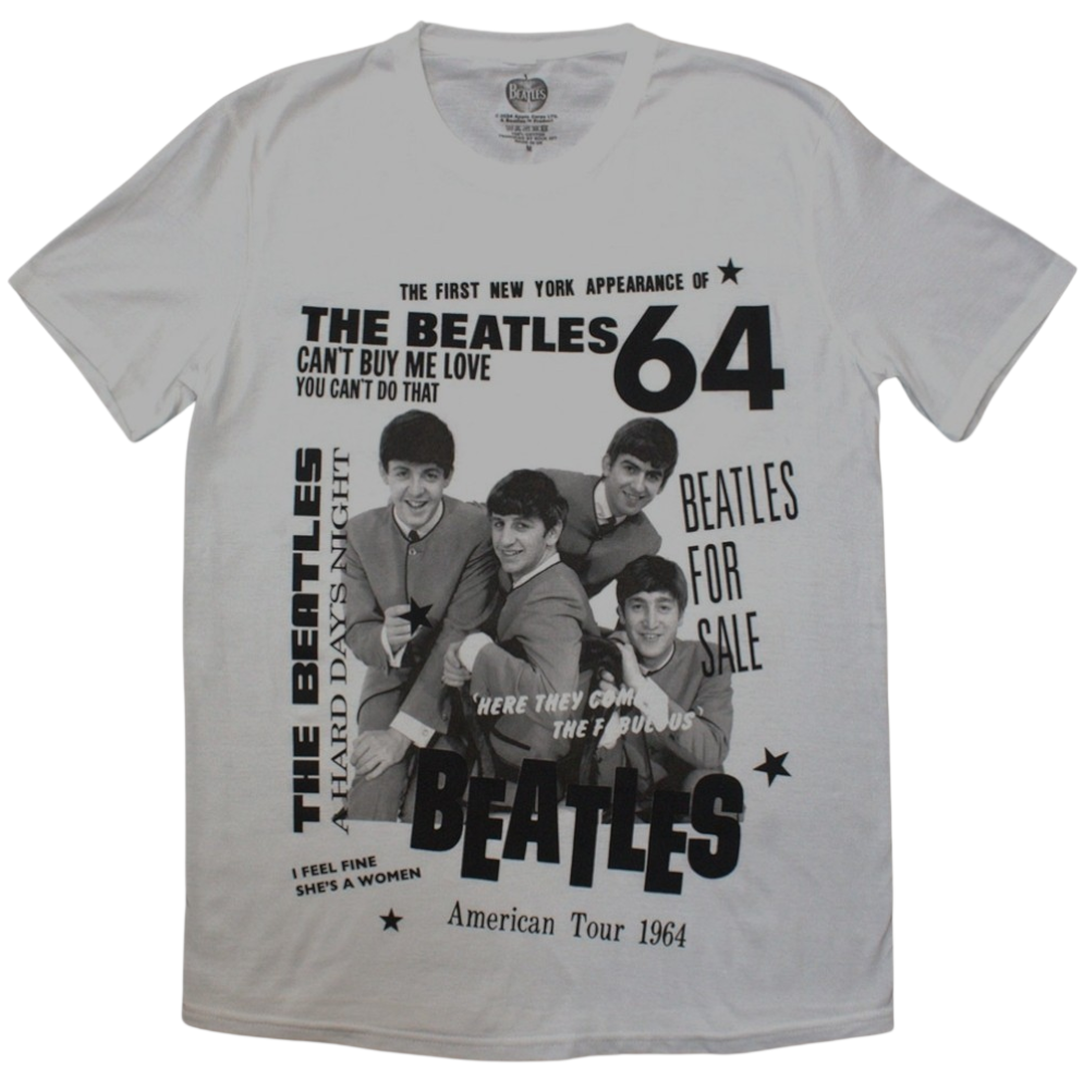 The Beatles 1964 T-Shirt – Official Licensed Short Sleeve T-Shirt Available in White, Blue and Red