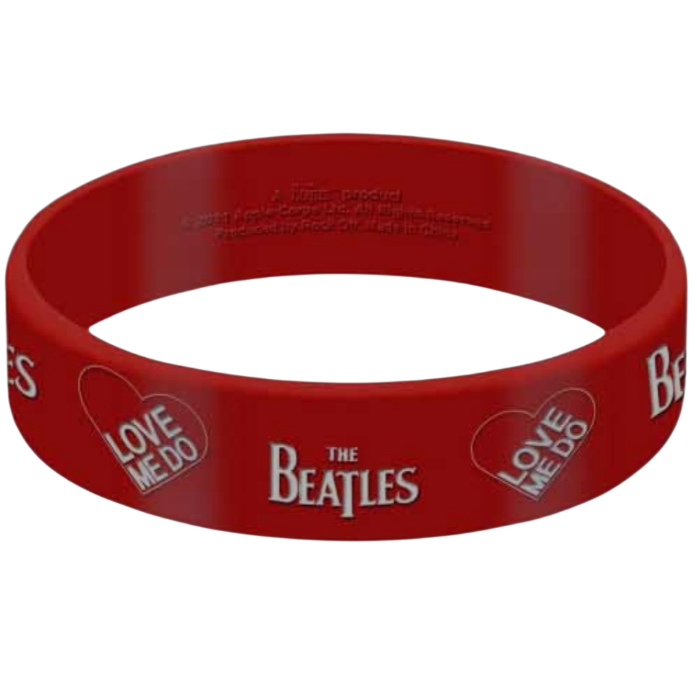 Official Beatles "Love Me Do" Gummy Wristband - Red | Licensed Early Beatles Merch for Die-Hard Fab Four Fans