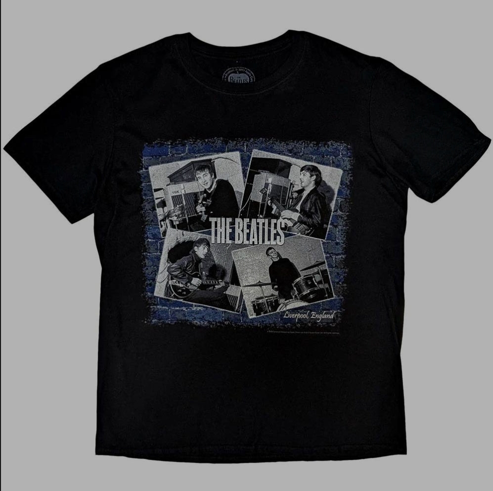 Official Beatles "At The Cavern" T-Shirt - Black Soft-Style Cotton Unisex Tee with Front & Back Design for True Early Fab Four Devotees