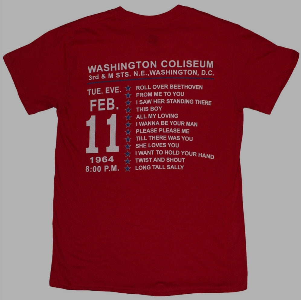 The Beatles Washington '64 Stars Setlist T-Shirt – Official Licensed Red Short Sleeve T-Shirt
